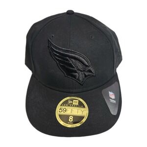 Arizona Cardinals Blackout New Era 59FIFTY Low Profile Fitted Hat Size 8 Wool